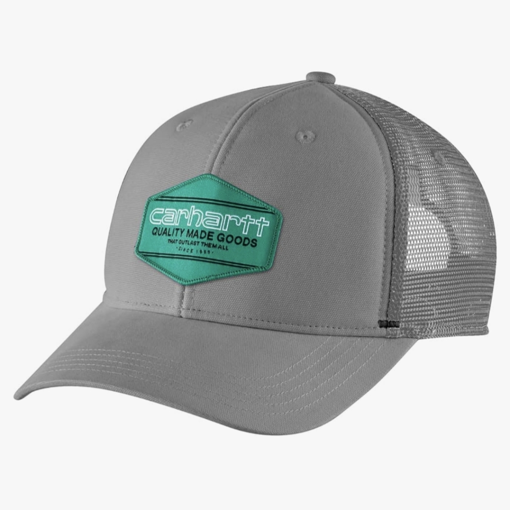 NWT Carhartt Men's Canvas Mesh-Back Quality Patch Cap - Asphalt / Teal